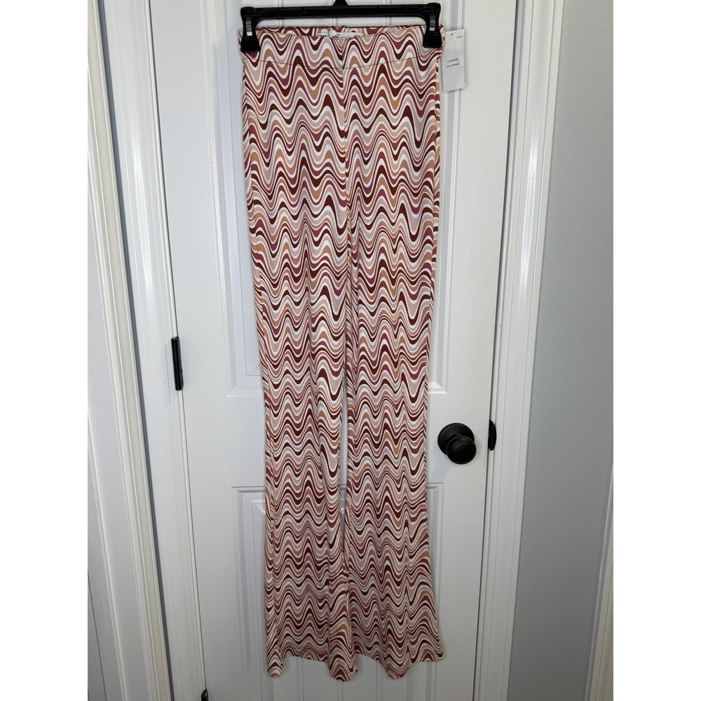 Hollister Flare Pants XXS Long Brown Wavy Retro Psychedelic Boho Festival Wear